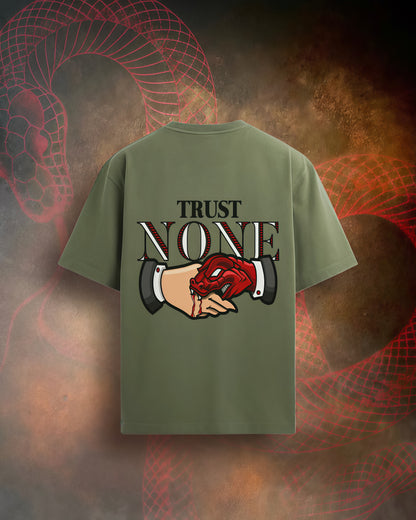 Trust None- Olive green oversized Tee